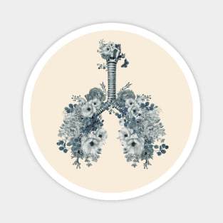 Roses and flowers growing on the lungs, important to breathe, blue, navy, lungs cancer, respiratory therapist Magnet